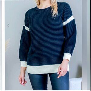 NWT Allie & Rob Women's Rib Knit Crew Neck long sleeves oversize Sweater Y2K